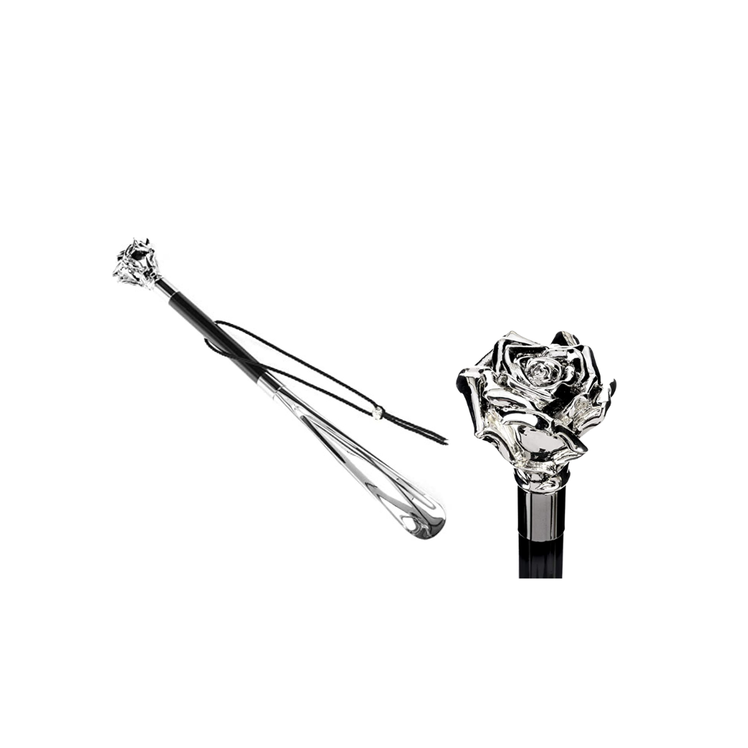 Calzante Lusso Silver Coated 925 Rosa WALKING STICKS LUXURY