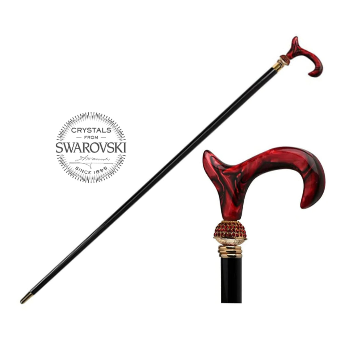 Walking Stick Using Swarovski Crystal Gold Plated 24k WALKING STICKS LUXURY