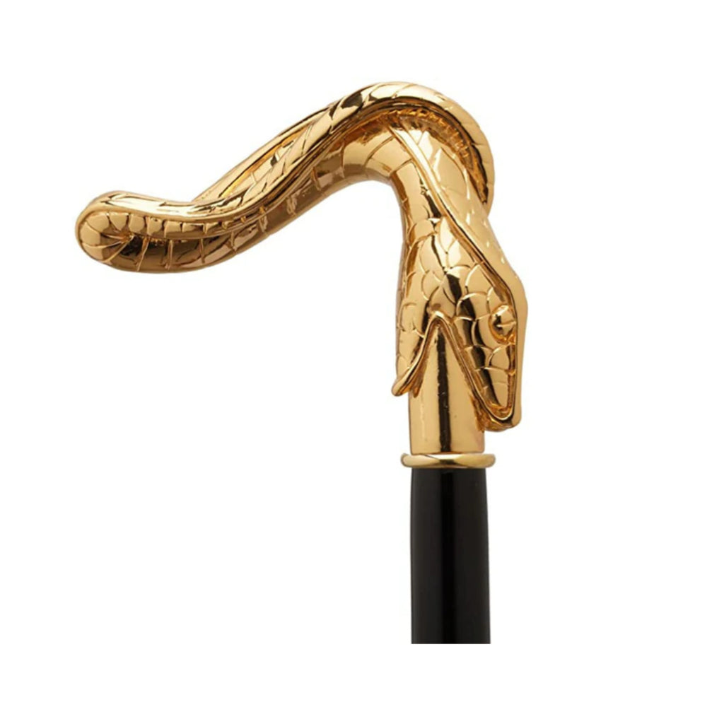 Cheap Golden Black Snake Head Biting Walking Cane Fashion