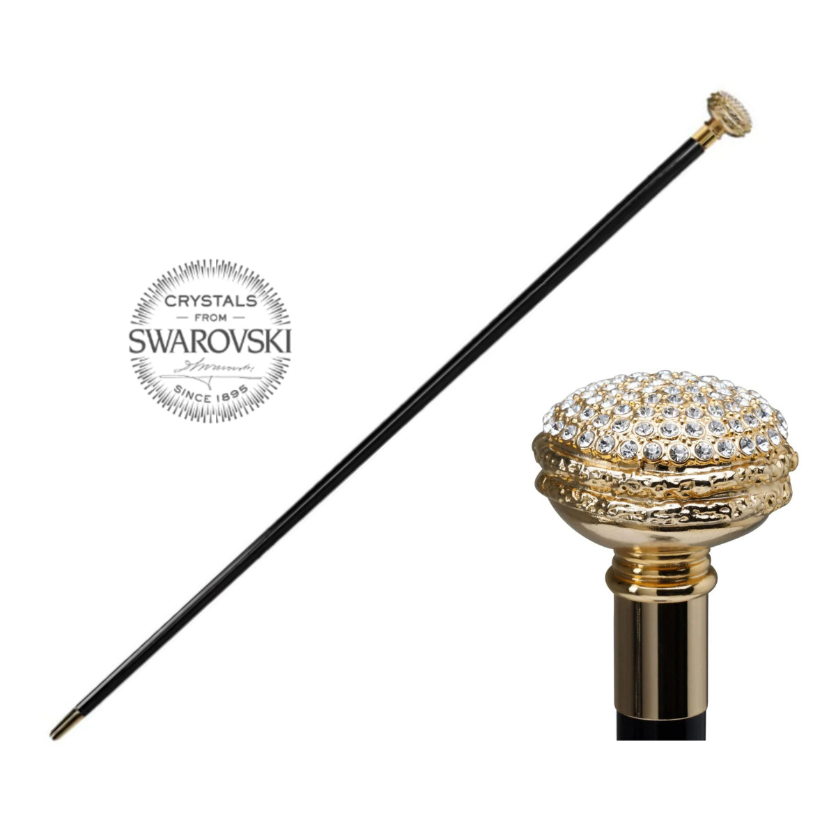 Bastone Passeggio Lusso Swarovski Crystal Gold Plated 24k WALKING STICKS LUXURY