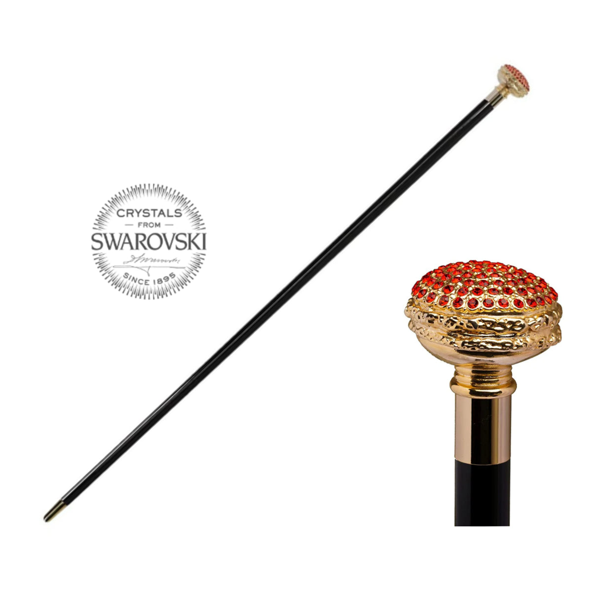 Luxury Walking Stick Swarovski Crystal Gold Plated 24k WALKING STICKS LUXURY