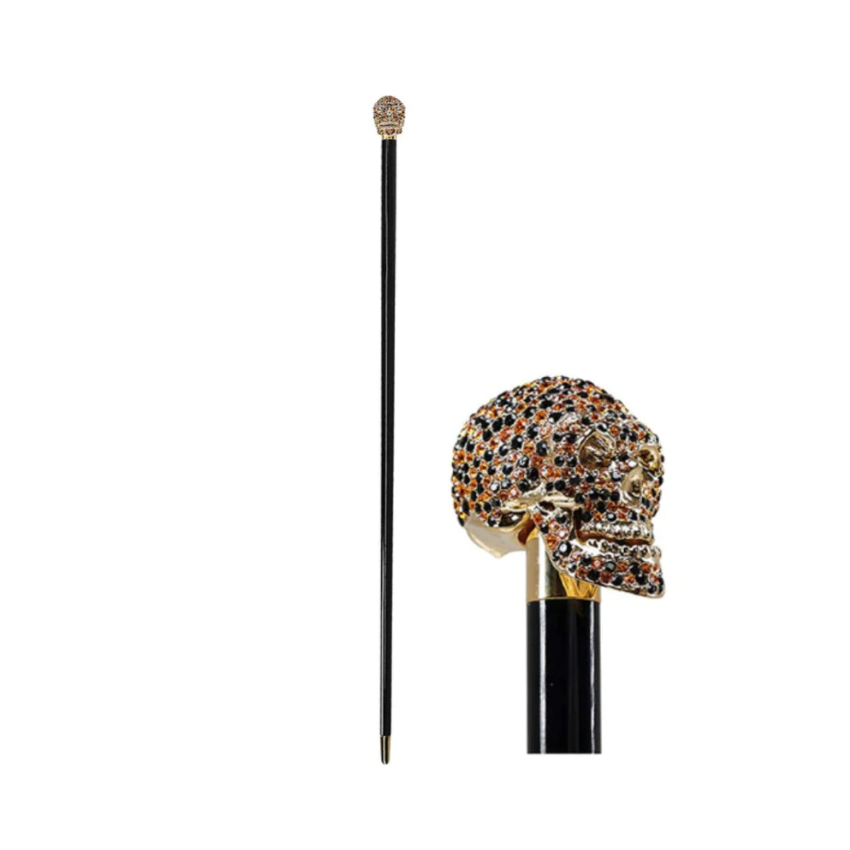 Luxury Walking Stick Swarovski Crystal Gold Plated 24k Skull WALKING STICKS LUXURY