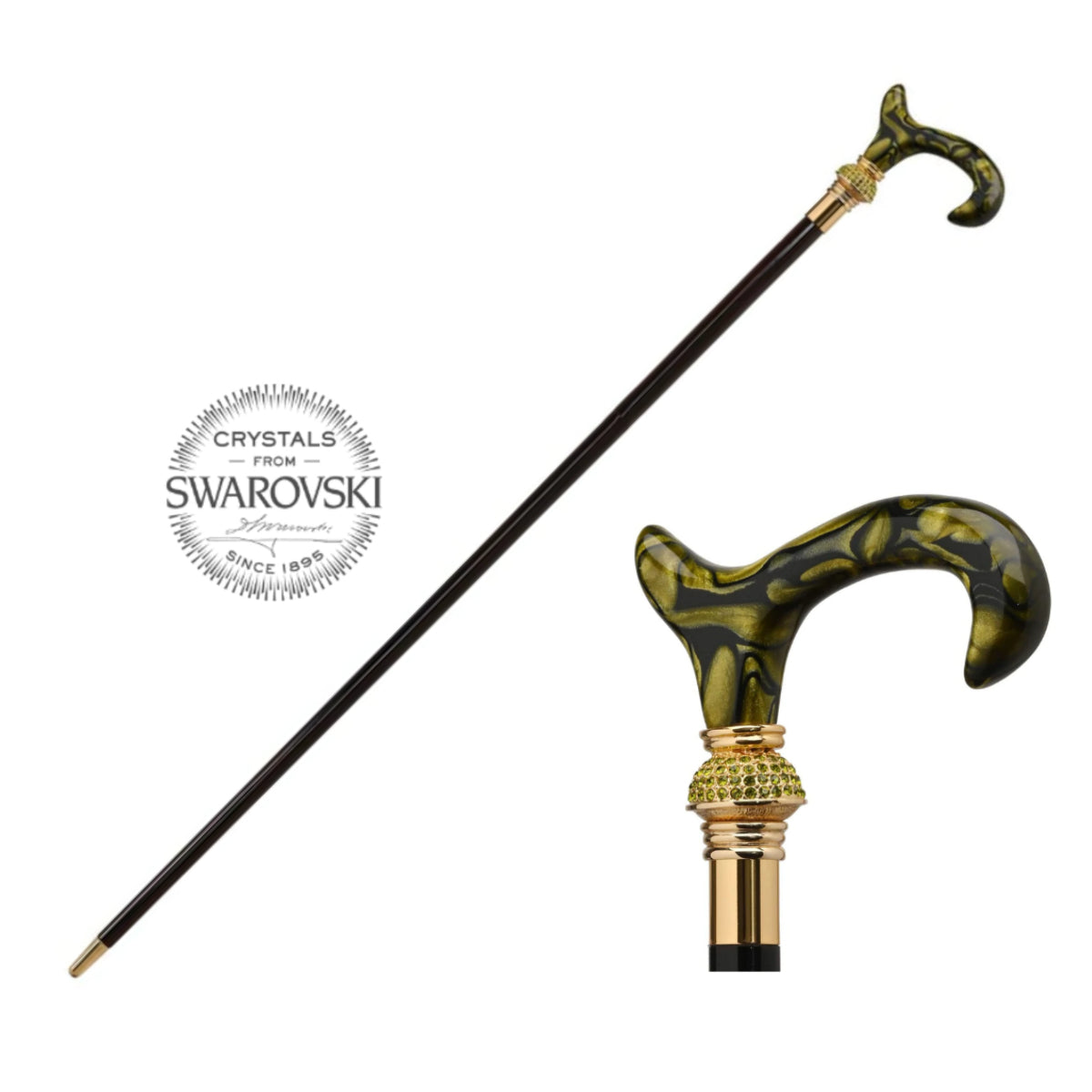 Walking Stick Using Swarovski Crystal Gold Plated 24k WALKING STICKS LUXURY